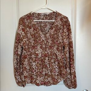 Sonoma Brown Floral Women's Blouse